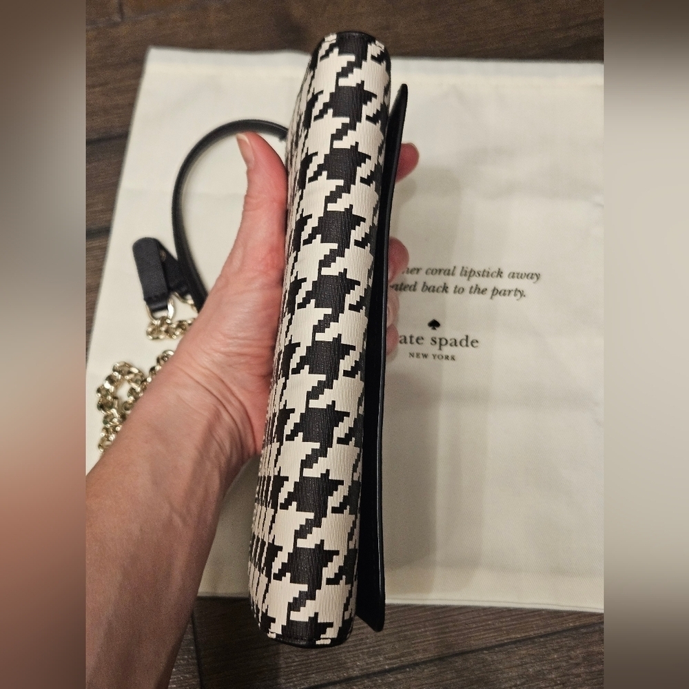 NWOT Kate Spade ♠️ Black & White Houndstooth Clutch/Crossbody Bag - Picture 6 of 14